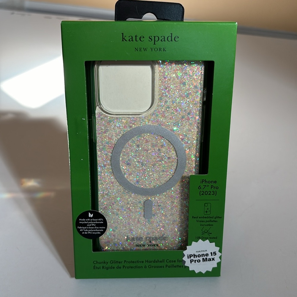 Kate Spade chunky glitter protective hardshell case for iPhone 15 Pro Max - Picture 2 of 5